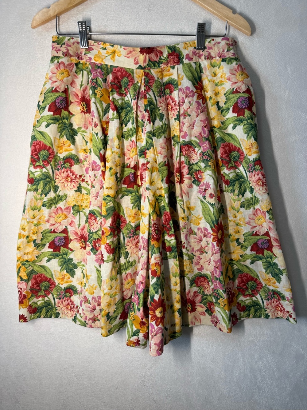 Vintage Susan Bristol Floral Pleated A-Line Culottes Skirt in Multi size 14